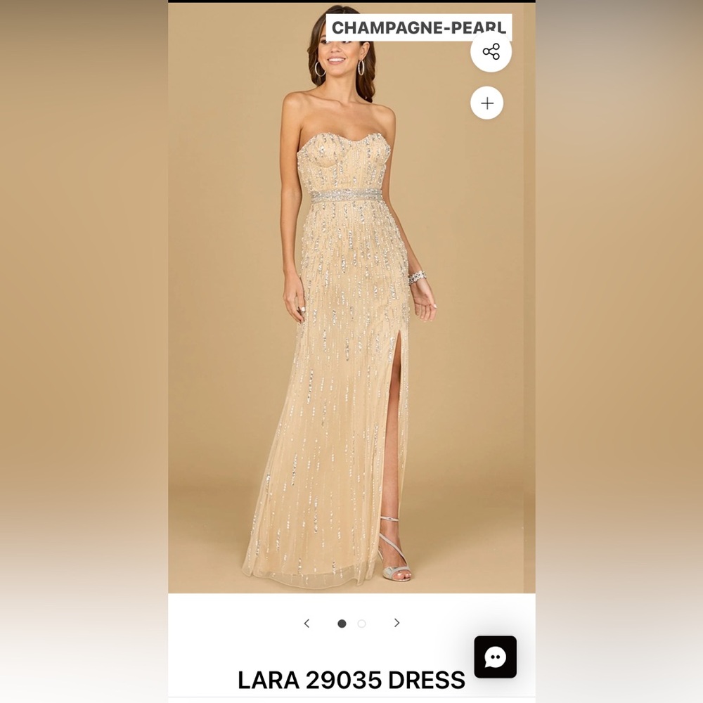 LARA 29035 DRESS Elegant Sequin Column Dress in Champagne Size 12 $498